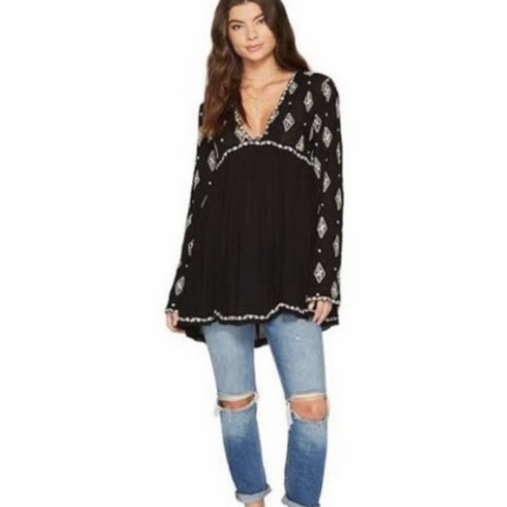 Free People Black Diamond Tunic Dress Small - Picture 3 of 8